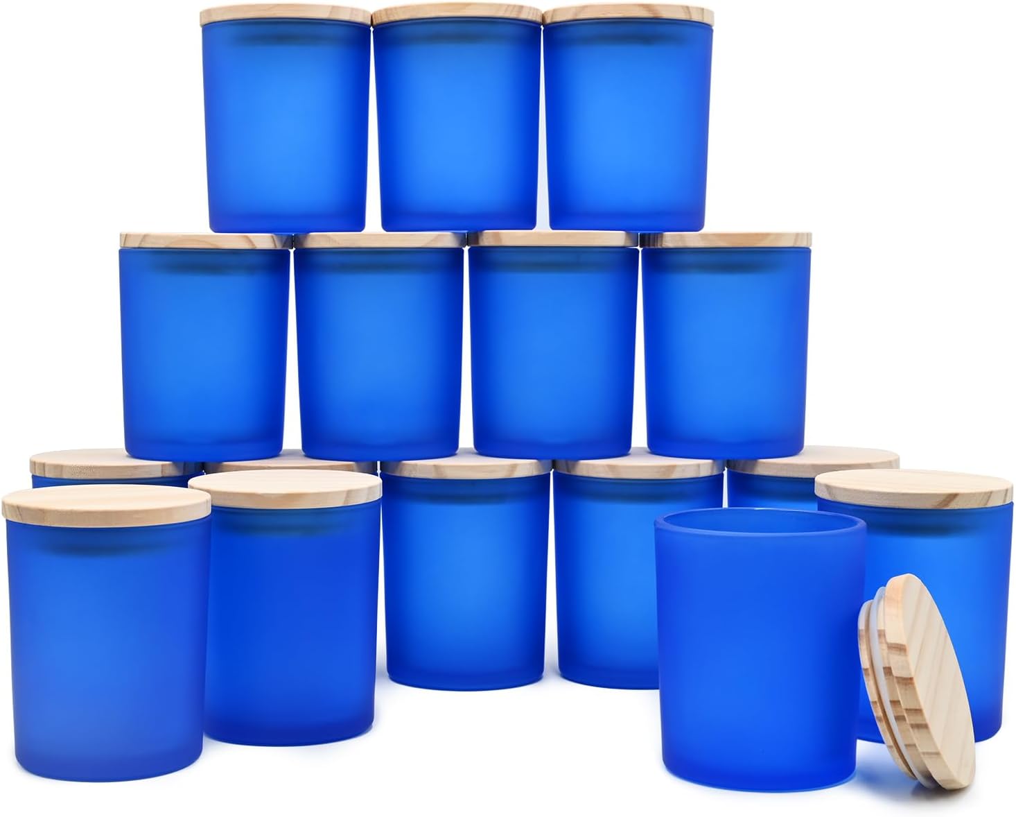 Luxury Mini 6oz 8oz 10oz 14oz Custom Frosted Transparent Empty Candle Jars With Bamboo Wooden Lids