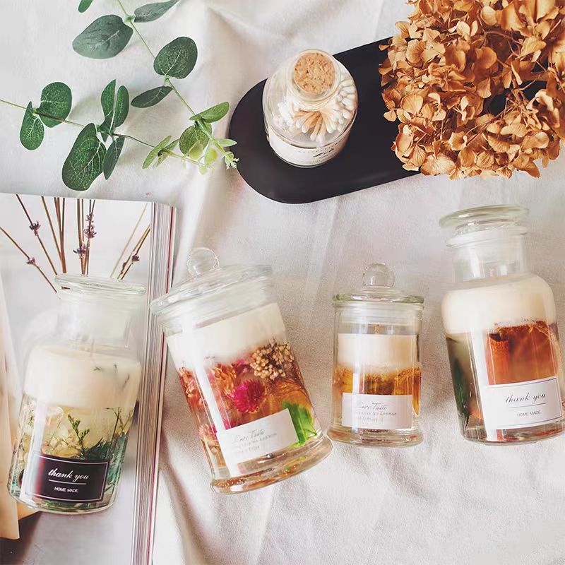 Luxury Recyclable 50ml 120ml 180ml 290ml Container Custom Empty Frosted Glass Candle Jars With Lid and Box Packaging