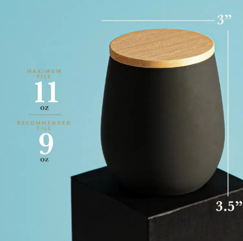 Eco-friendly Custom Printed Matte Glaze Cylinder Ceramic Coffee Nordic Kitchen Canister With Wood Lid