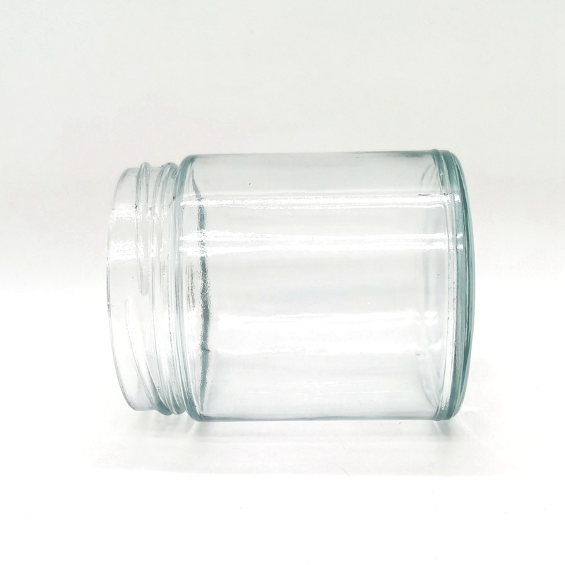 Recyclable 9 oz 270ml Clear Straight Sided Wide Mouth Glass Candy Jar With Black Metal Lid for Jam Honey Candle