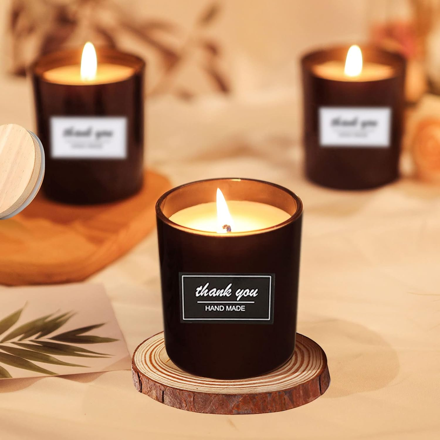 8oz 10oz 14oz Empty Clear  Scented Frosted Black Glass 10 Oz Luxury Candle Jars