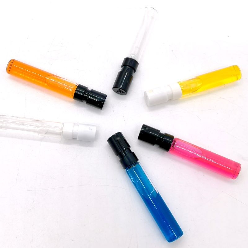 Small Refillable Glass Bottle 2ml 2.5ml  Glass Vial With Black White Spray for Perfume Tester Sample Bottle