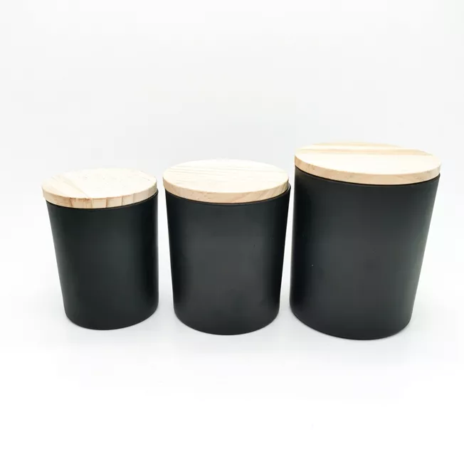 Wholesale Luxury 10 oz Empty Glass Candle Jars With Lid for Candle Making Matte Black White Candle Vessels
