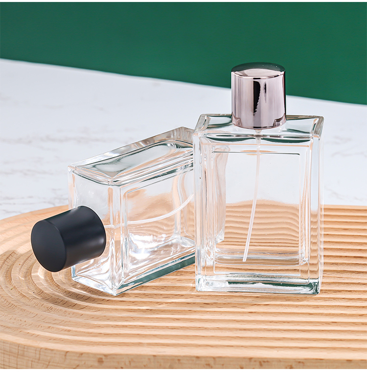 Luxury 30ml 50ml 100ml Custom Empty Square Glass Perfume Bottle Round Flat Shape With Roll Sealing Essential Cosmetics Packing