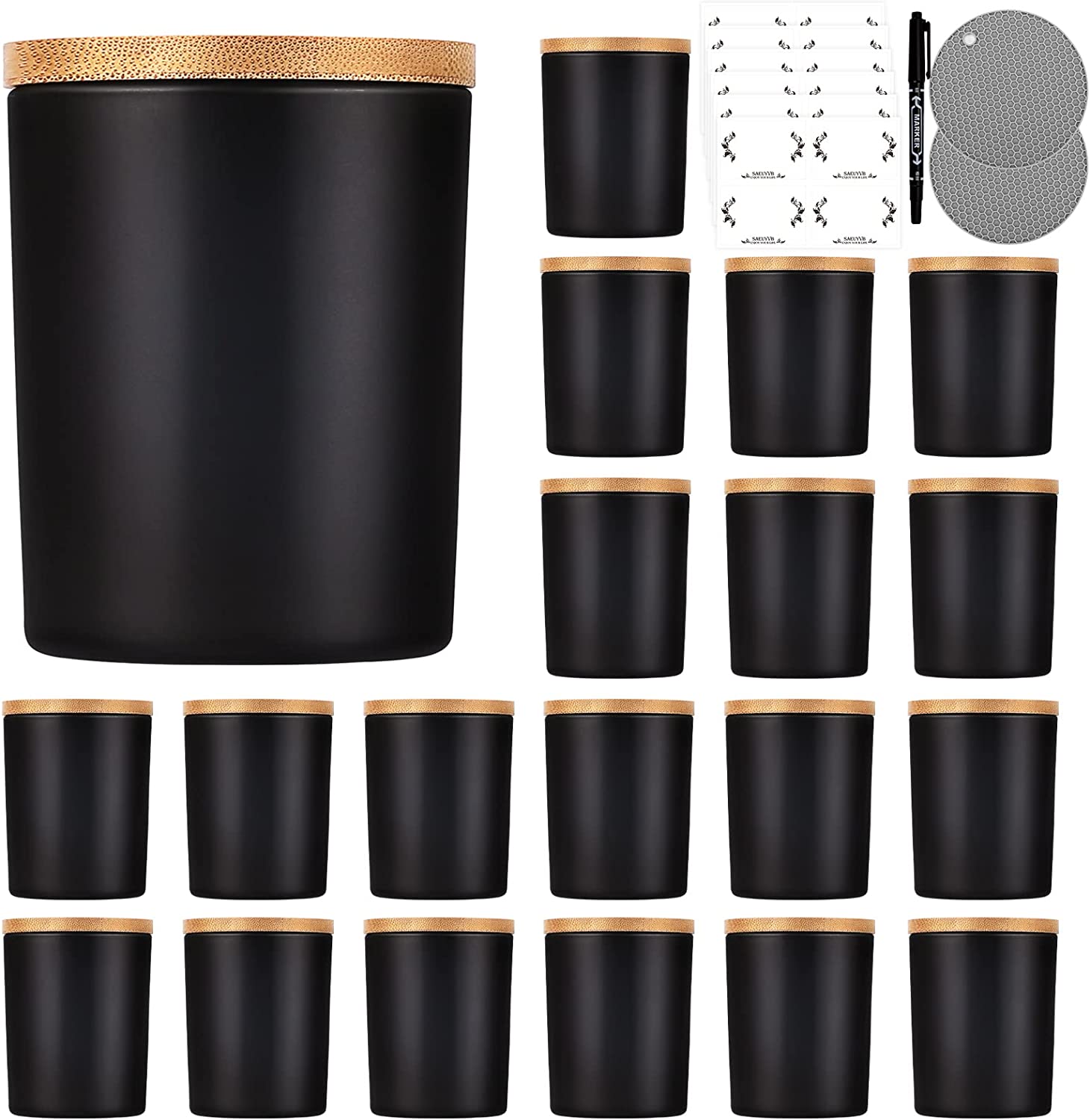 Hot Selling 7oz & 10oz Green Cylinder Glass Candle Jars for Homemade Candle Room Decorative Frosted Empty Wooden Metal Lids