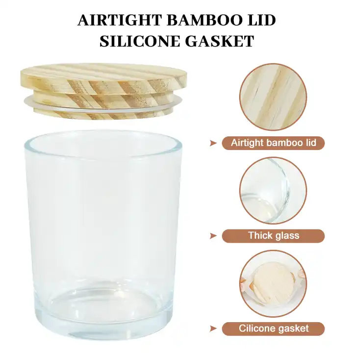 Wholesale Custom Logo Luxury 4oz 8oz Elegant Empty Fancy Heat Resistant Rounded Clear Glass Jars Packaging for Candle Making Glass Jar Glass Bottle