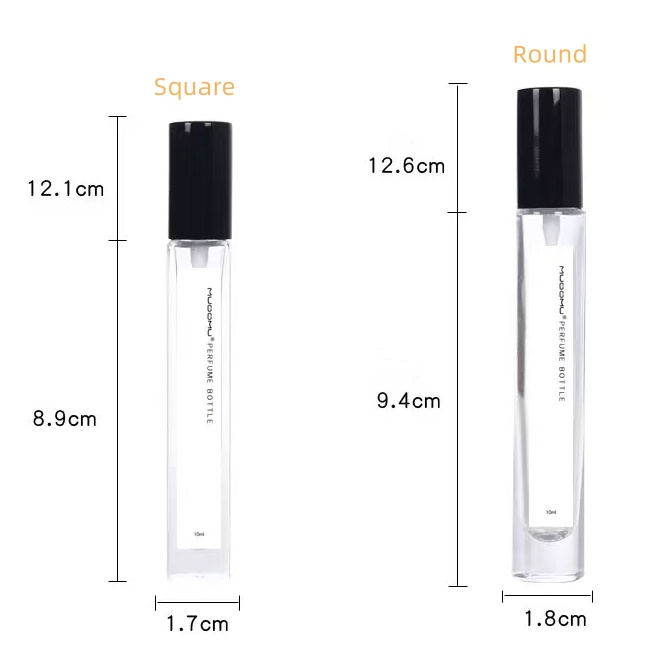 10 ml Spray Small Perfume Glass Bottle 3ml 5ml 10ml 15ml Screw Cap Clear Empty Square Perfume Room Spray Bottle