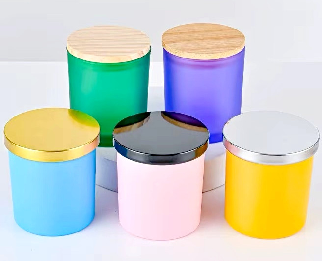 Wholesale 4oz 16oz Amber Glass Candle Jars Scented Candle Making Glass Jar Round Candle Containers With Lid