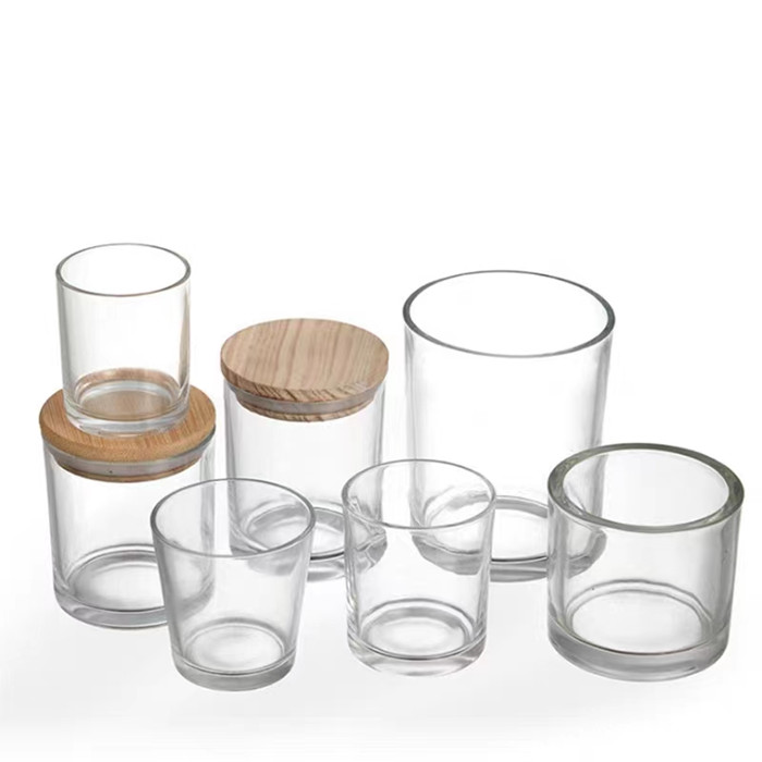 200ml 6 oz 8oz Heat Resistant clear Glass Vessels Empty Candle Container Glass Jars With Cork Ids for Christmas Soy Wax Making
