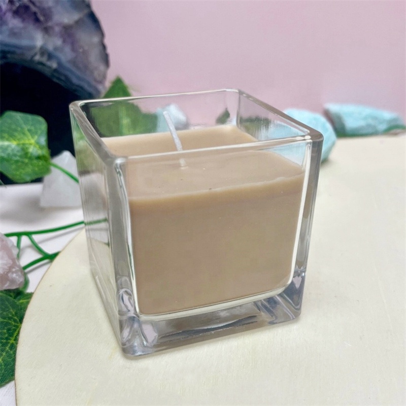 Hand Made 3oz Square Minimalist Glass Jar Candle, Different Scents- Soy Wax Aromatherapy, Healing Home Decor