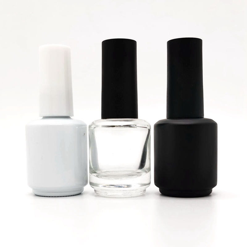Luxury Recyclable Clear Round Glass Empty Gel Nail Polish Bottle Set 5ml 10ml 15ml Packaging With Brush