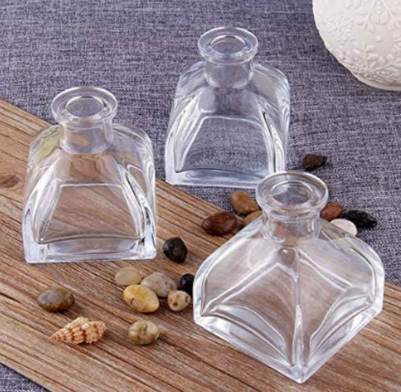 Luxurious Handmade Double Wall Cone Shape Clear Glass Reed Diffuser Bottle Fragrance Diffuser Jar With Ball Lid