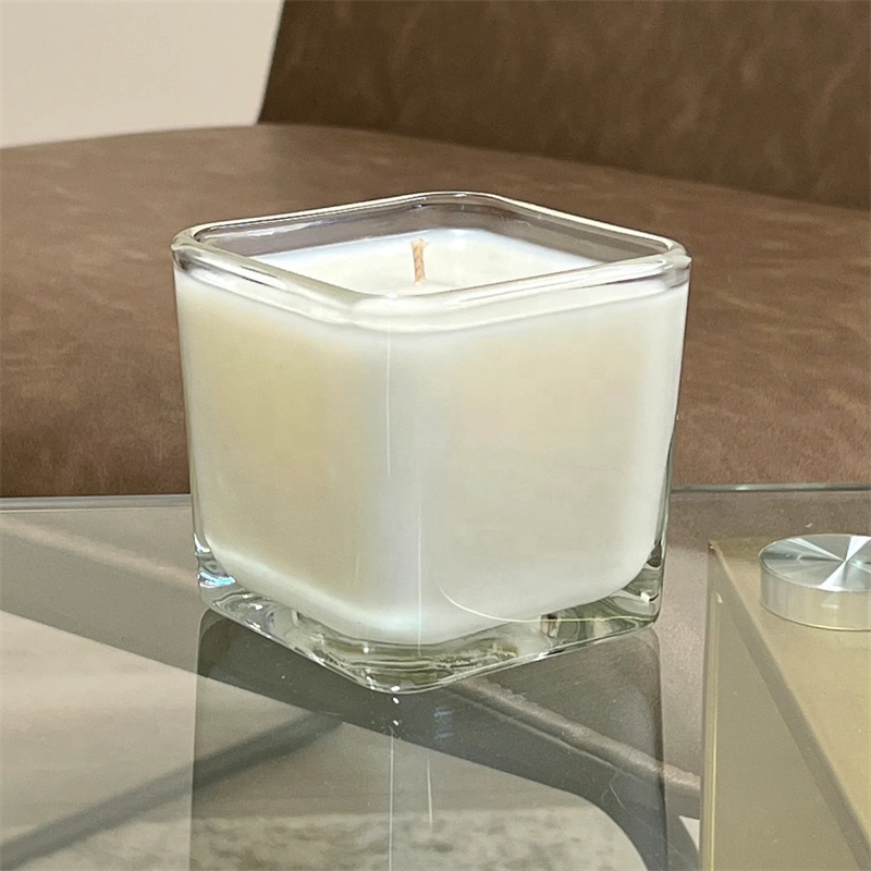 14 Oz. Large Square Glass Jar | Premium Cubed Glass Candle Vessel Jar | Thick Base Jar