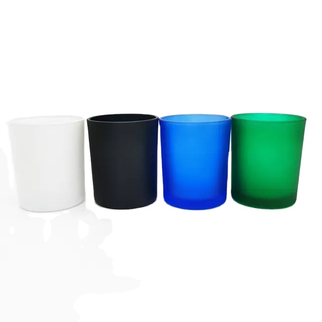 Various Pattern Custom Colorful Glass Candle Jars Wholesale Empty Vessels Hot Stamping Surface