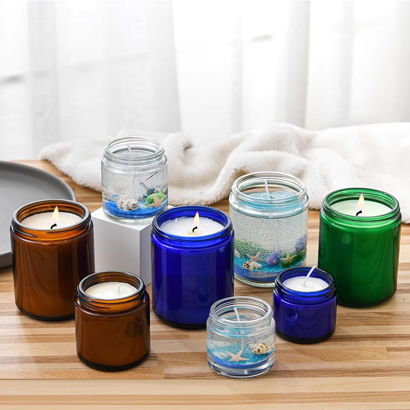 Wholesale Luxury Clear Amber 5oz 8oz 12oz Glass Candle Holders Lanterns and Empty Candle Jars