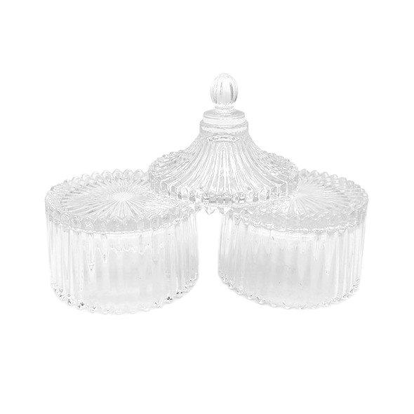 Empty Luxury Chocolate Electroplate Hand Blown Glass Making Clear Holder Candle Jar With Lid