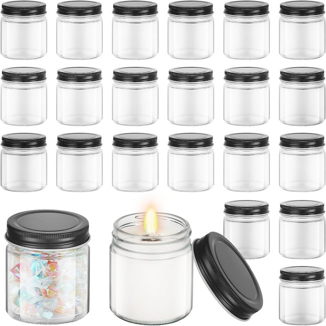 Wholesale 4oz 8oz 16oz Sage Home Decor Classical  Scented Candle Glass Jar Empty Candle Cup Bottle With Lid Glass Candle Jar
