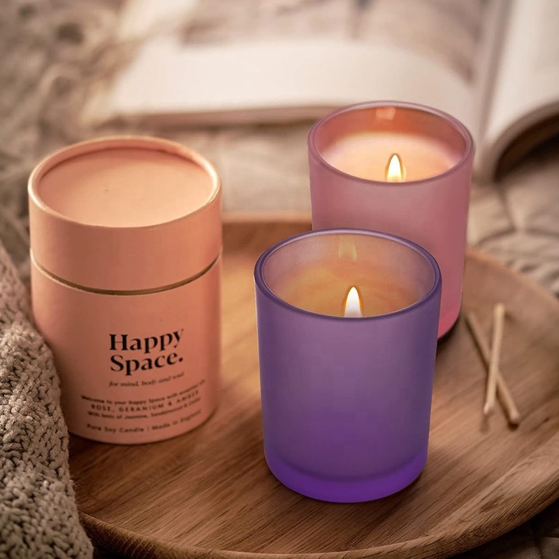 Customized High Quality Luxury Glass Candle Jar 4oz 6oz 8oz 12oz Sizes with Lid for Candle Making