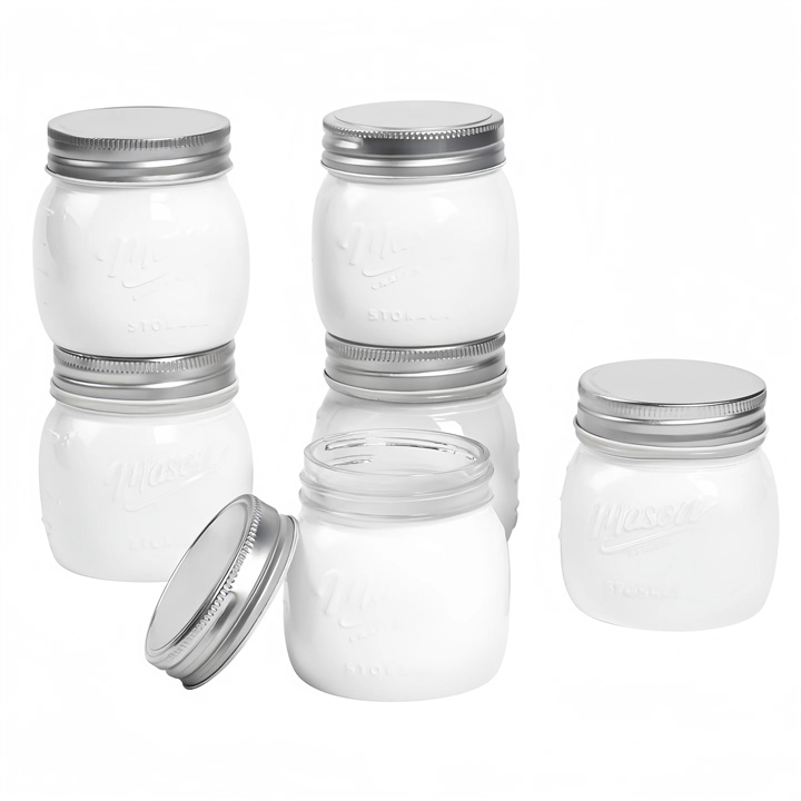 Wholesale 8 OZ & 16 OZ Custom Mini Glass Candle Vessels Cute Clear Mason Jars with Metal Lid for Lanterns & Candle Holders