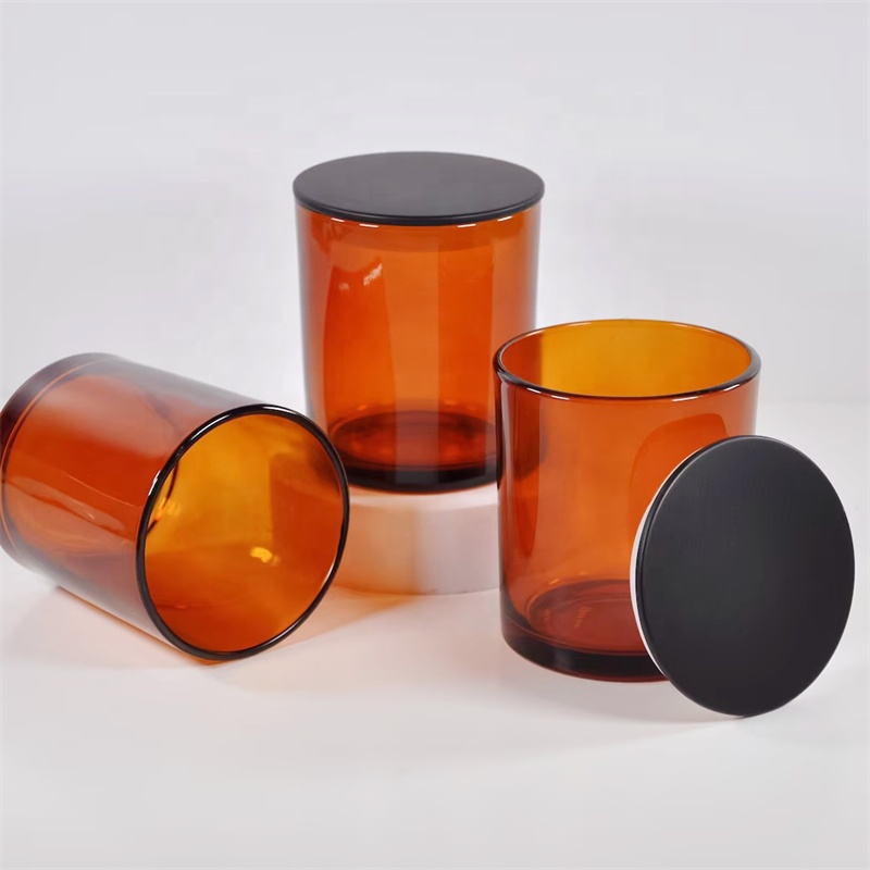 Wholesale Transparent White Black Matte Empty 8 oz 10 oz 14 oz Wide Mouth Glass Wax Candle Jar With Metal Lid for Candle Making