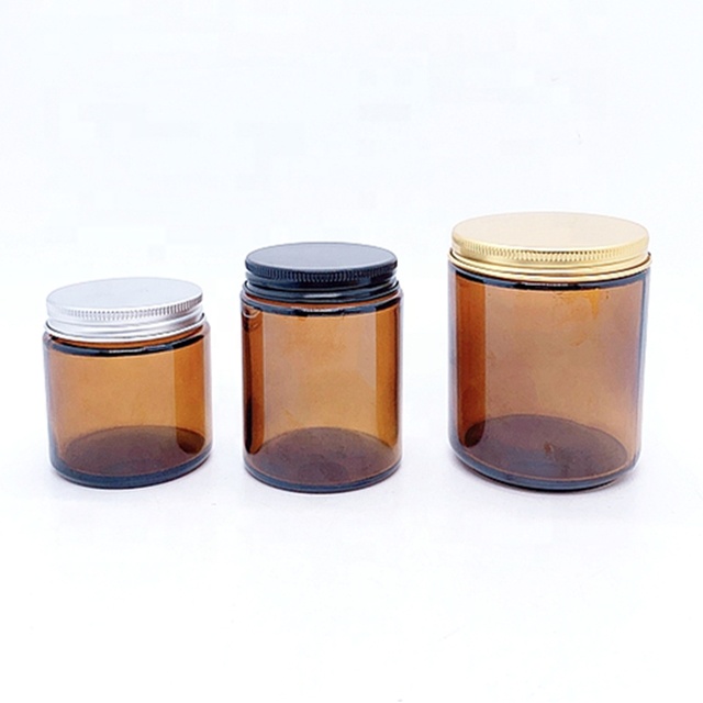 8oz Amber Mason Canning Glass Jar With Black Aluminum Lid Straight Sided Cosmetic Candle Container for Candle Making Packaging