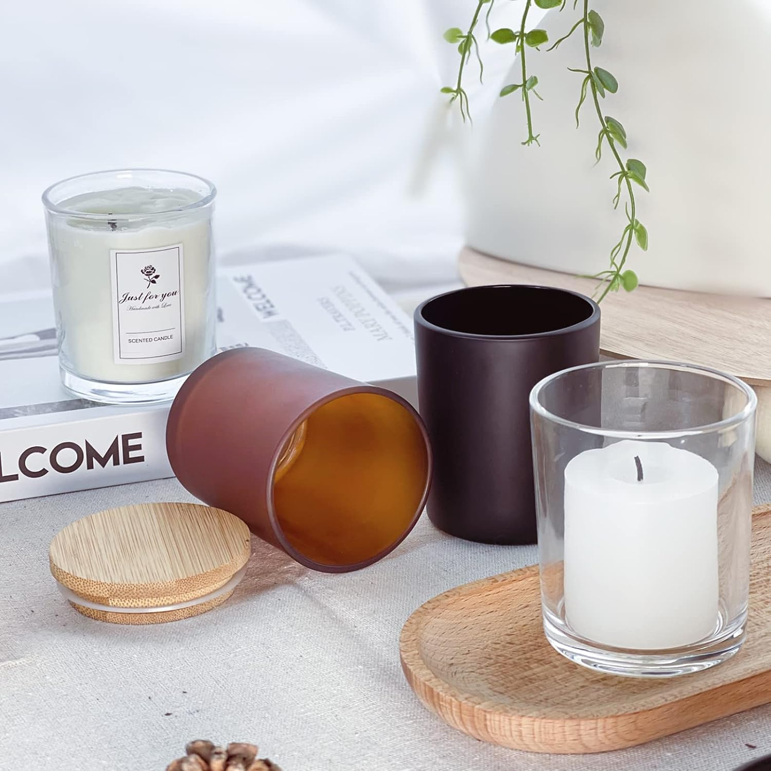 Home Hot Sale 220ml High Borosilicate Clear Empty Glass Candle Jar With Lid