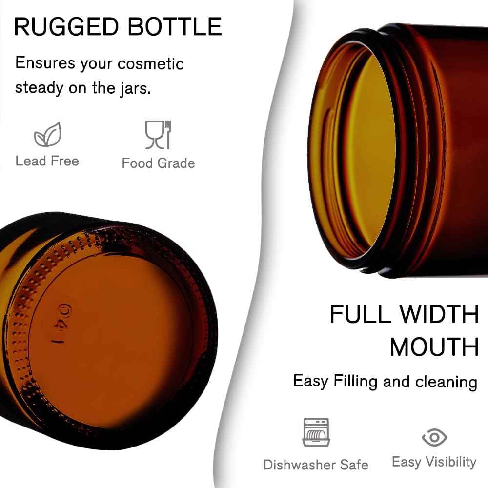 8OZ 9 OZ Amber Glass Recyclable Straight Sided Candle Container Face Cream & Lotion Jars for Ointments, Handmade Lotion, Honey