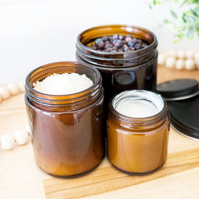 Stock Custom 4oz Nature Luxury Private Label Aroma Soy Wax Amber Glass Candles Scented Jar With Tin Lid