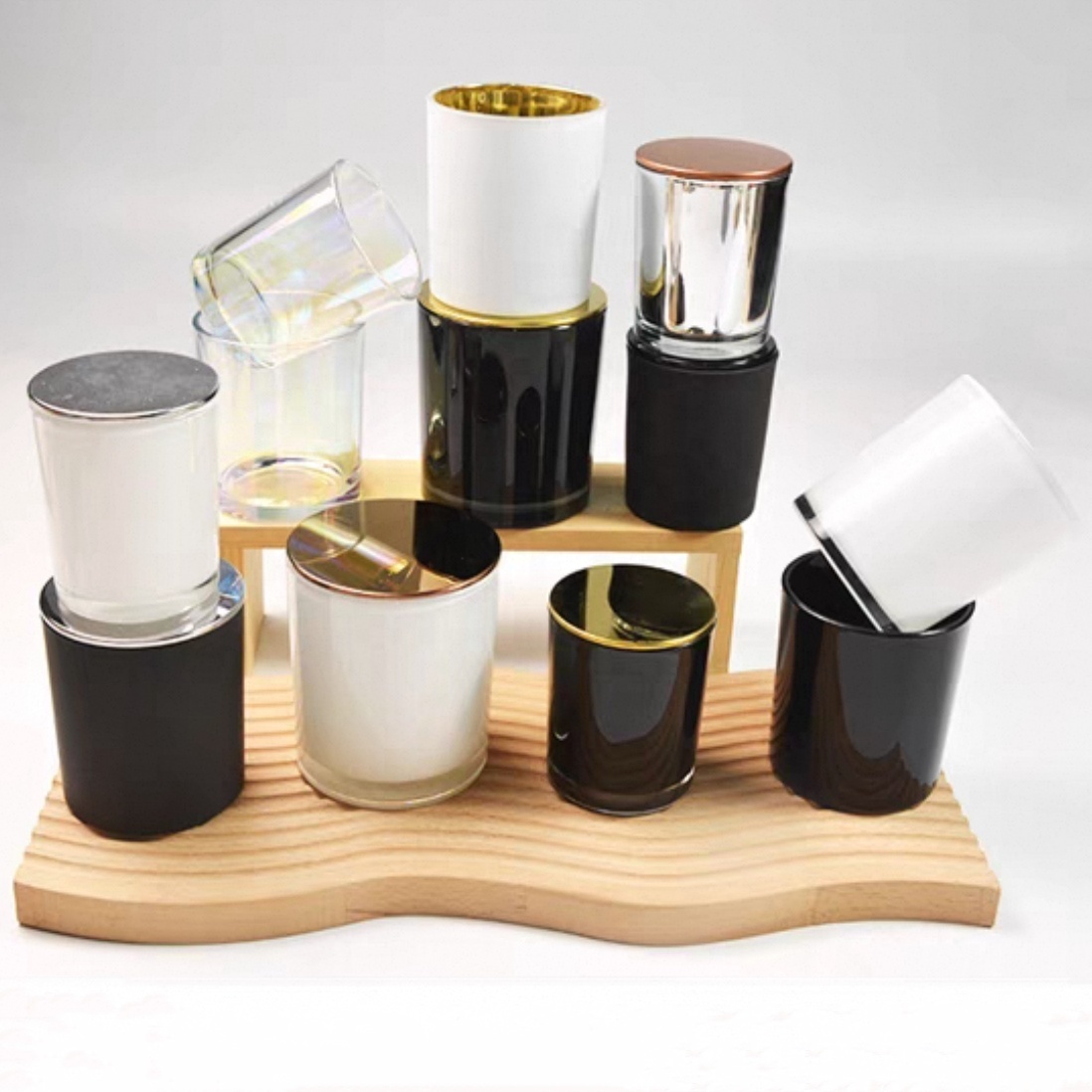 Low MOQ Wholesale Glass Candle Jars with Airtight Metal Lids, Customize Logo Empty Candle Jars for Making Candles