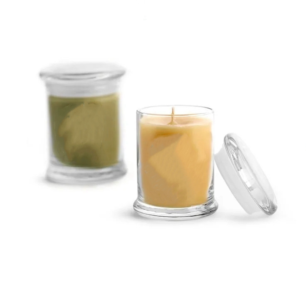 3oz 8oz 12 oz 90ml 240ml 360ml Clear Decorative Glass Candle Holder Jars With Glass Flat Pressed Lids