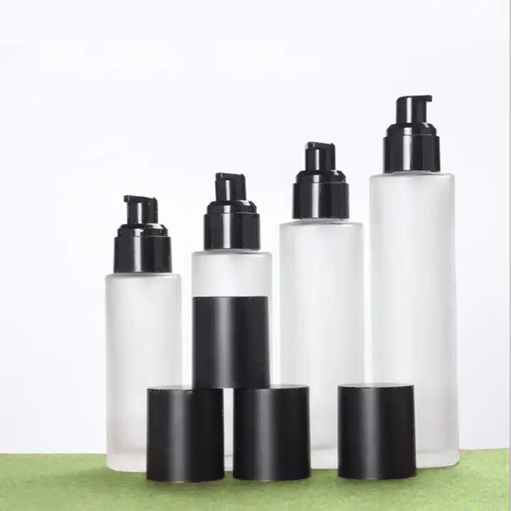 Luxury Frosted 30ml 50ml 80ml 100ml Glass Bottles With Bamboo Lid for Cosmetics 50ml 80ml 100ml Lotion Pump Bottle