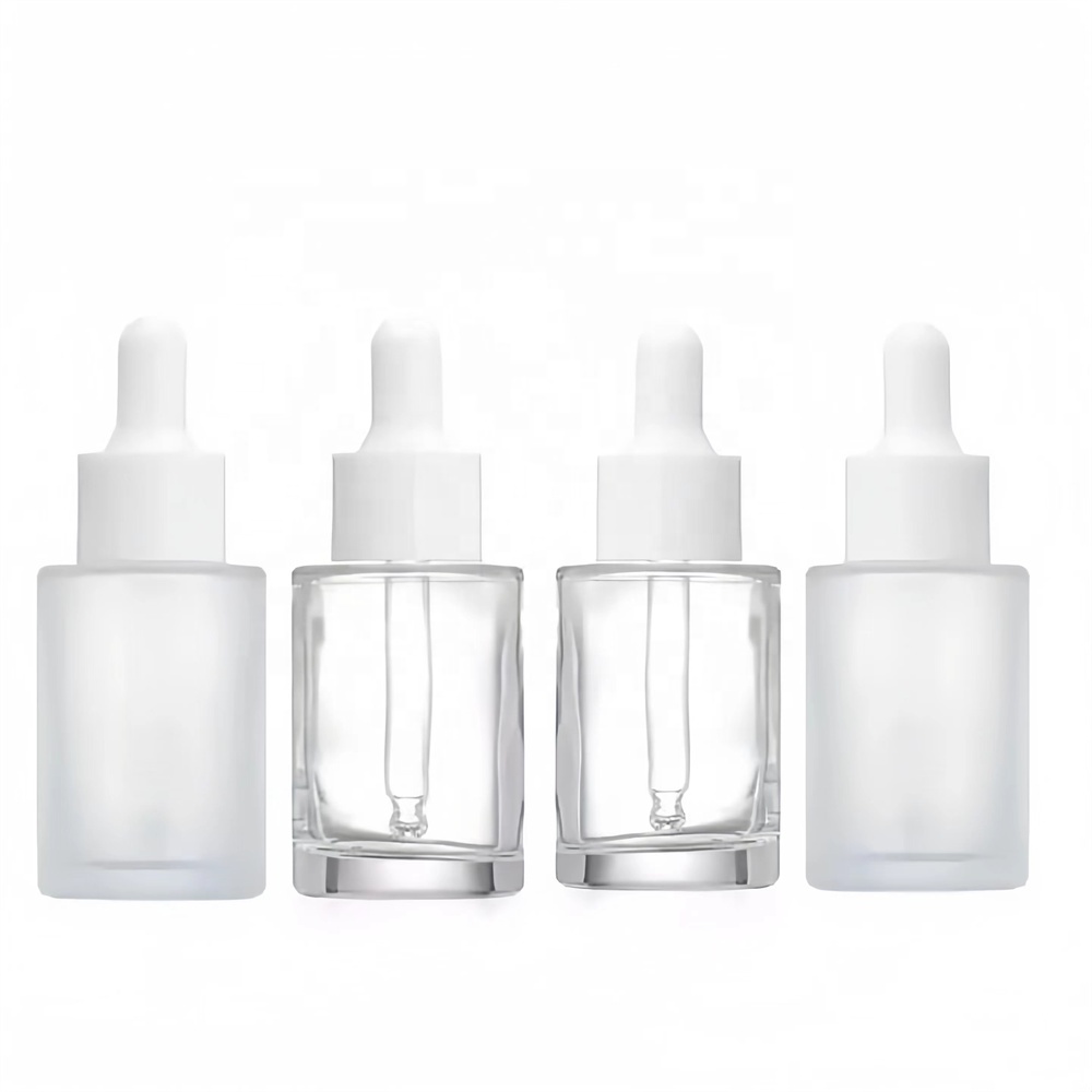 Customizable Popular Multi-color Flat Shoulder Water Milk Bottle 30ml Essence Oil Serum Dropper Glass Bottle Factory Direct