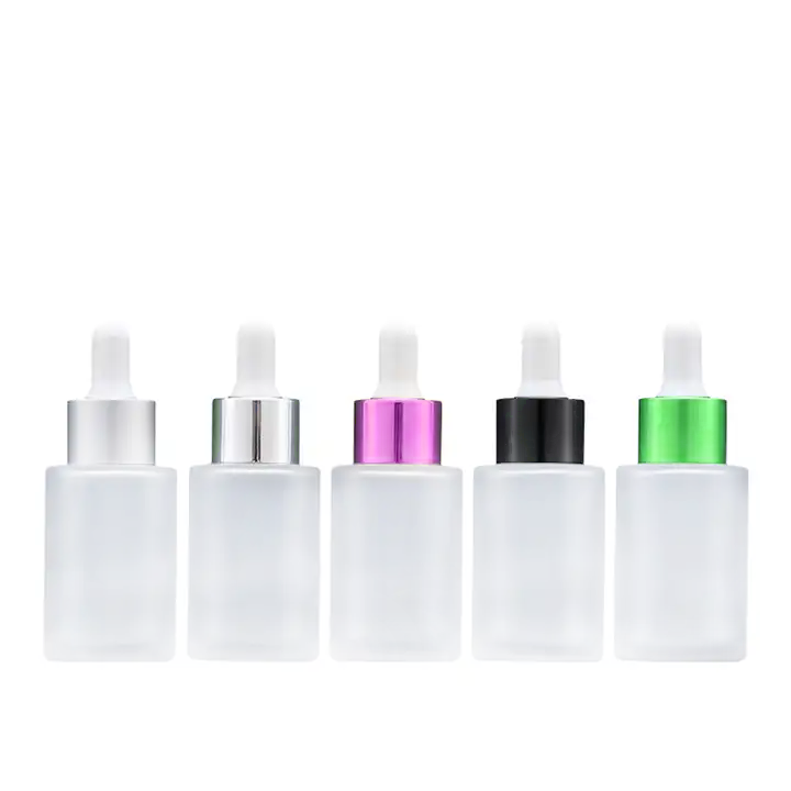 30ml Flat Shoulder Glass Dropper Bottle 30 ml Frosted Glass Essential Oil Bottle With Dropper 1oz Serum Oil Bottle