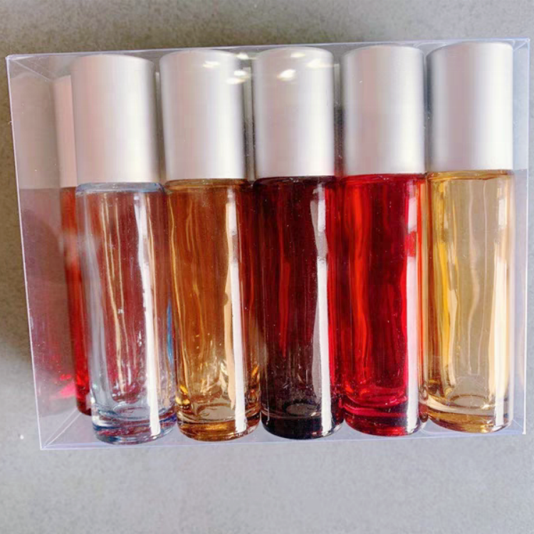 Green Glass Roll-On Bottle with White/Black Cap 10ml Essential Oil for Skin Care for Cosmetics Serums