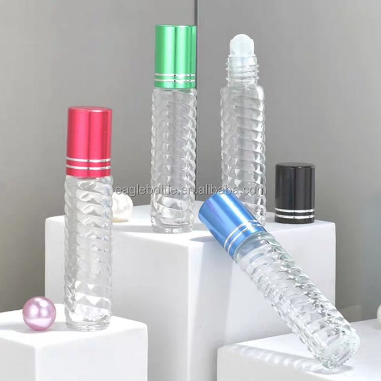 5ml 10ml 30 Ml Roll on Glass Perfume Bottle Empty Thick Transparent Glass Roller Ball Essential Oil Bottle With Black Cover