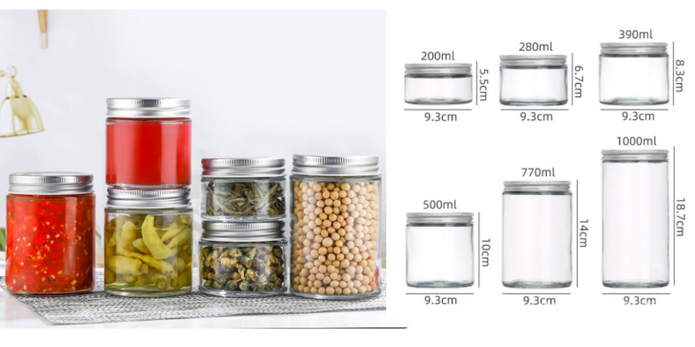 Premium Glass Storage Jar: Wide Mouth Straight Side & Clear Design for Versatile Use
